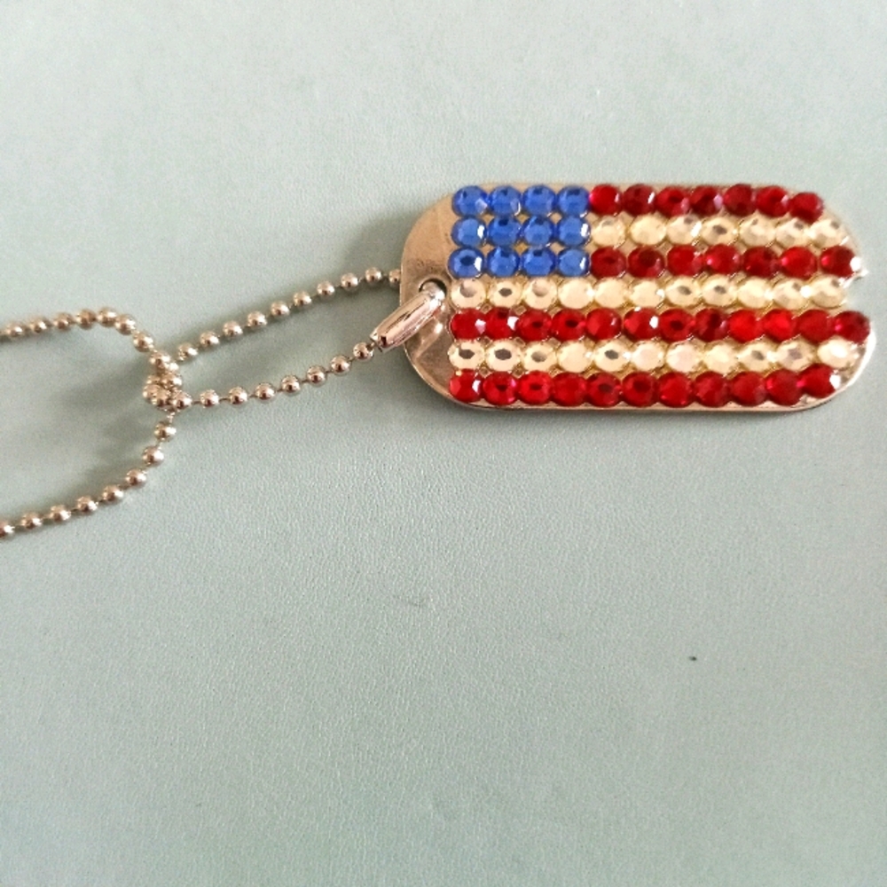 Flag Fourth of July dog tag necklace